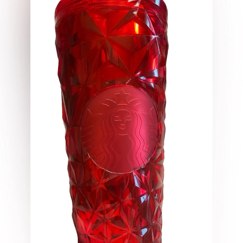 NEW Starbucks 2023 Holiday Red Diamond Prism Crystal 24oz Venti Tumbler, Ltd Ed